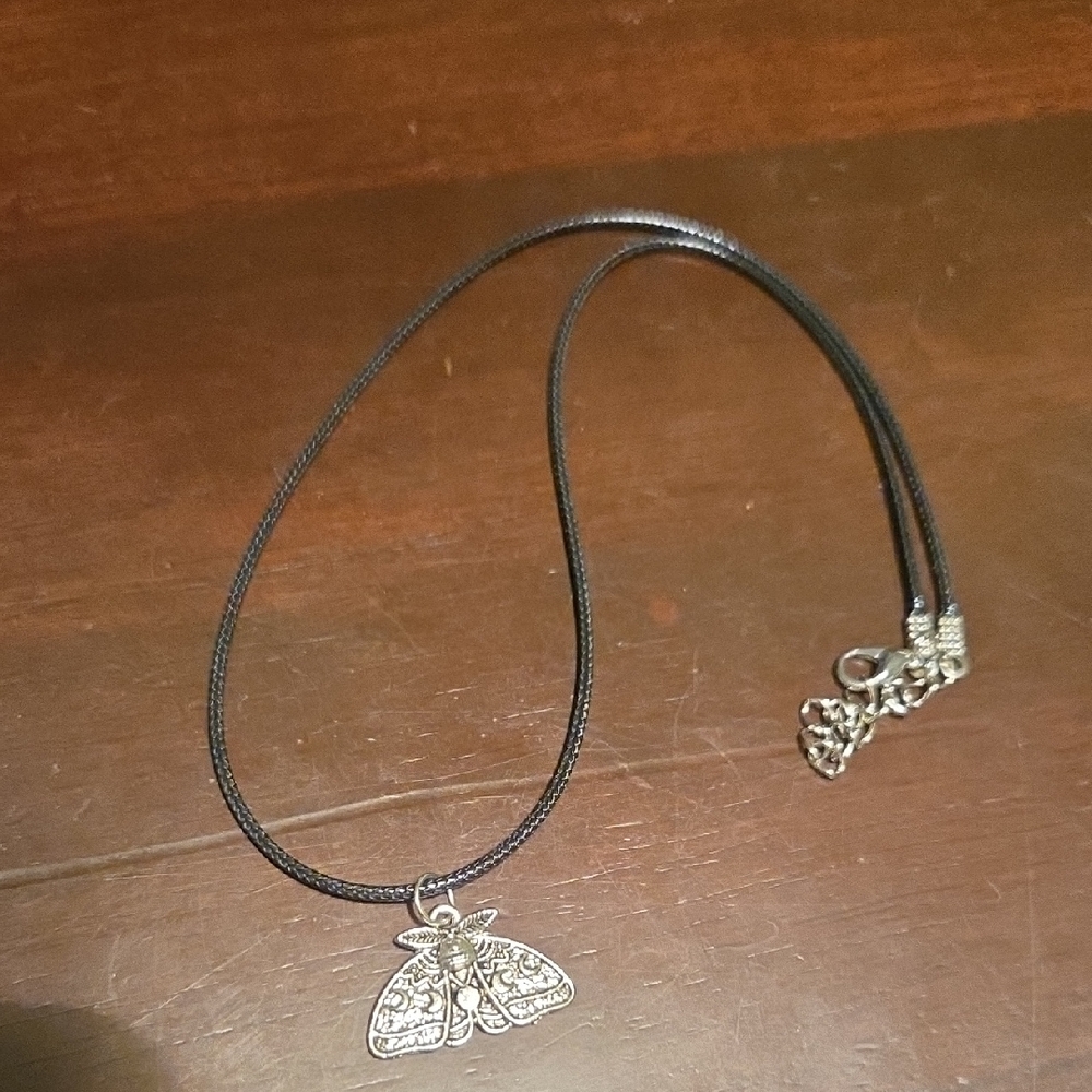 Intricate Silver Moth Pendant Necklace